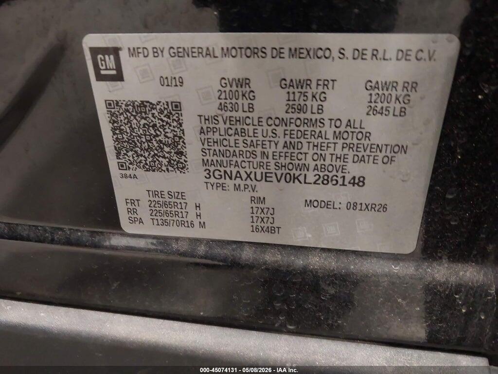 3GNAXUEV0KL286148 2019 CHEVROLET EQUINOX photo no. 9