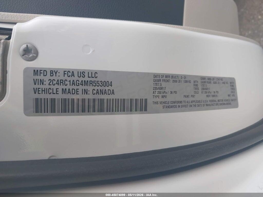 2C4RC1AG4MR553004 2021 CHRYSLER VOYAGER photo no. 9