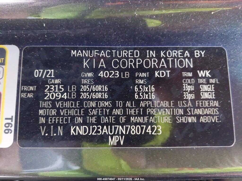 KNDJ23AU7N7807423 2022 KIA SOUL photo no. 9