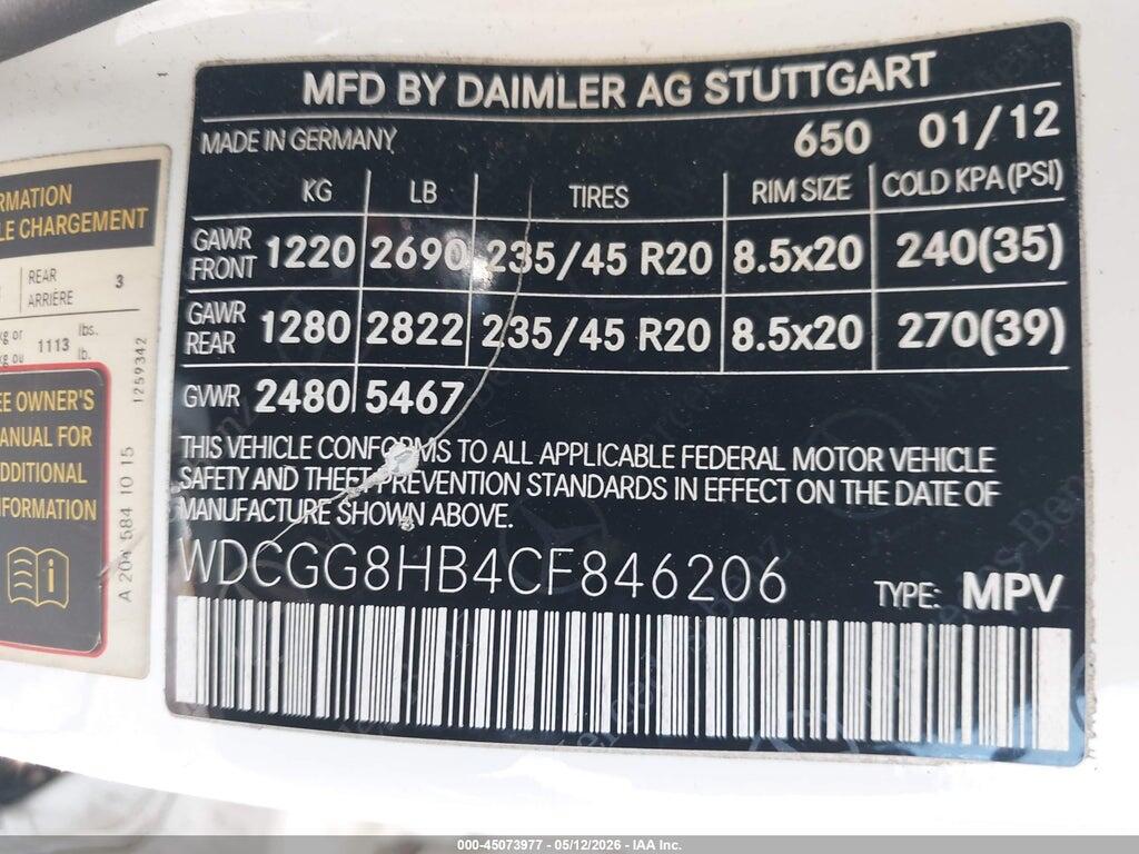 WDCGG8HB4CF846206 2012 MERCEDES-BENZ GLK 350 photo no. 9