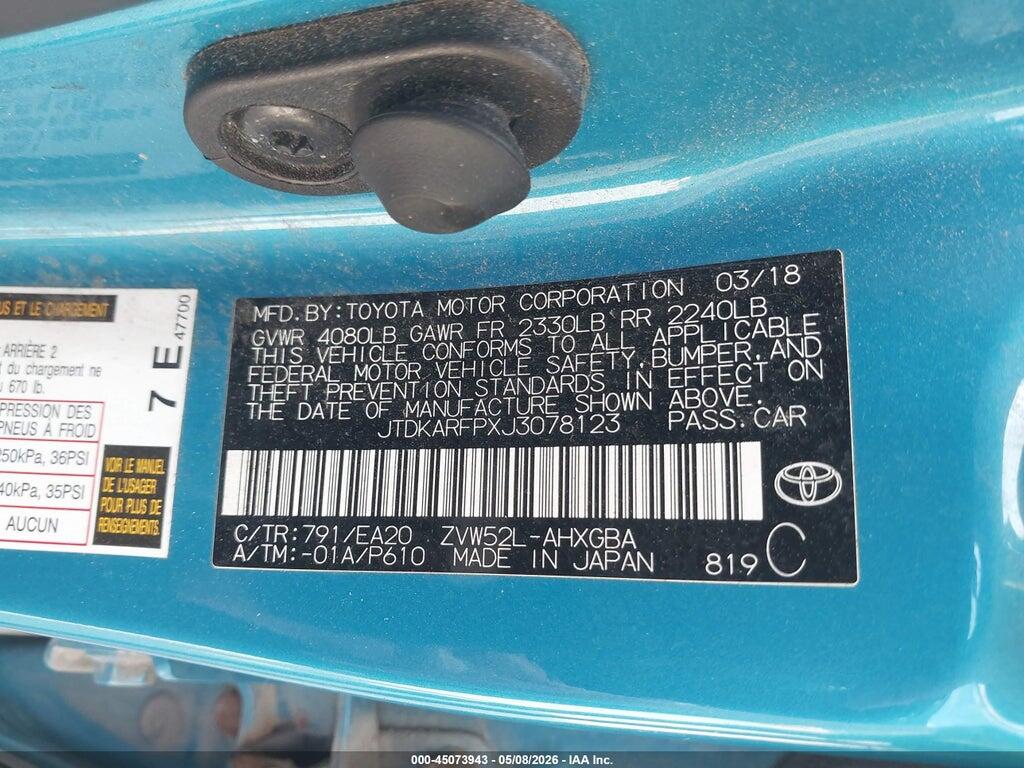 JTDKARFPXJ3078123 2018 TOYOTA PRIUS PRIME photo no. 9