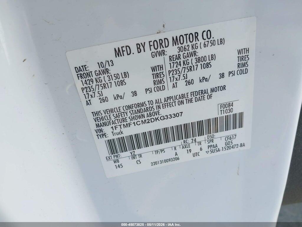 1FTMF1CM2DKG33307 2013 FORD F-150 photo no. 9