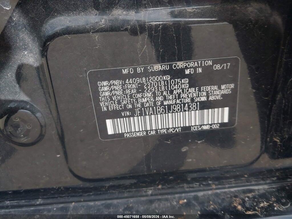 JF1VA1B61J9814381 2018 SUBARU WRX photo no. 9