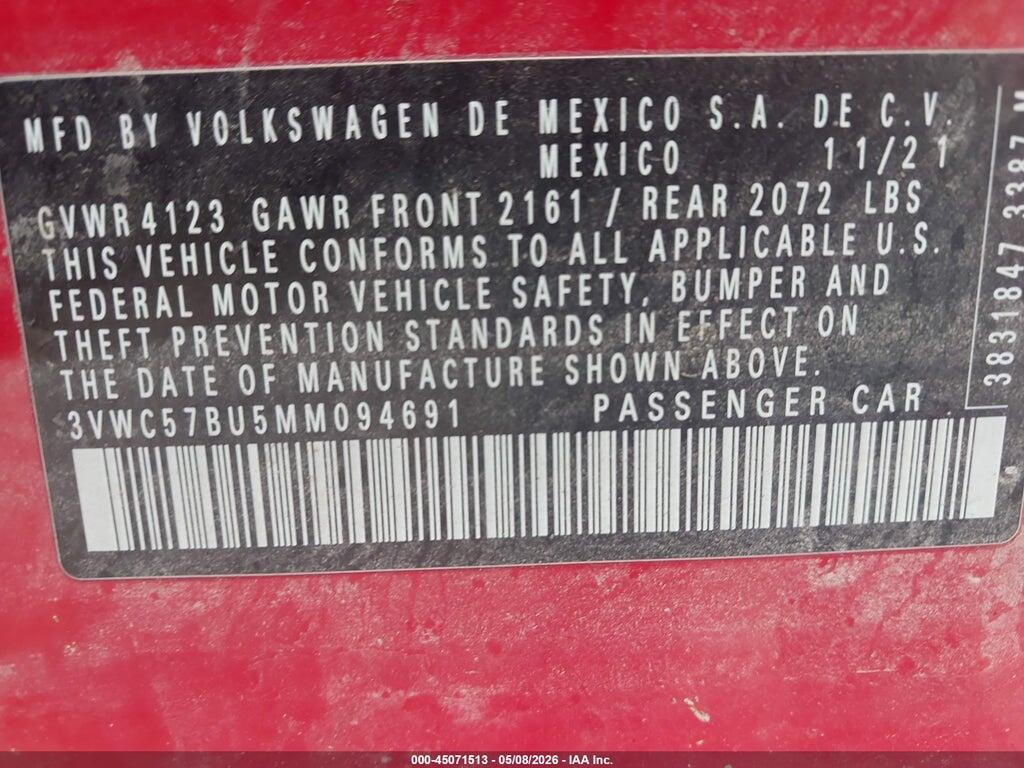 3VWC57BU5MM094691 2021 VOLKSWAGEN JETTA photo no. 9