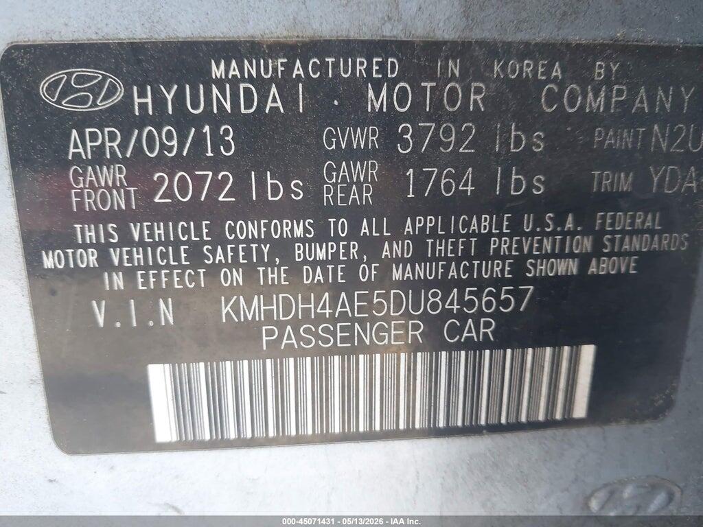 KMHDH4AE5DU845657 2013 HYUNDAI ELANTRA photo no. 9
