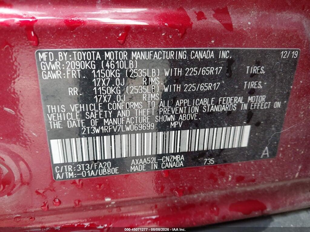 2T3W1RFV7LW069699 2020 TOYOTA RAV4 photo no. 9