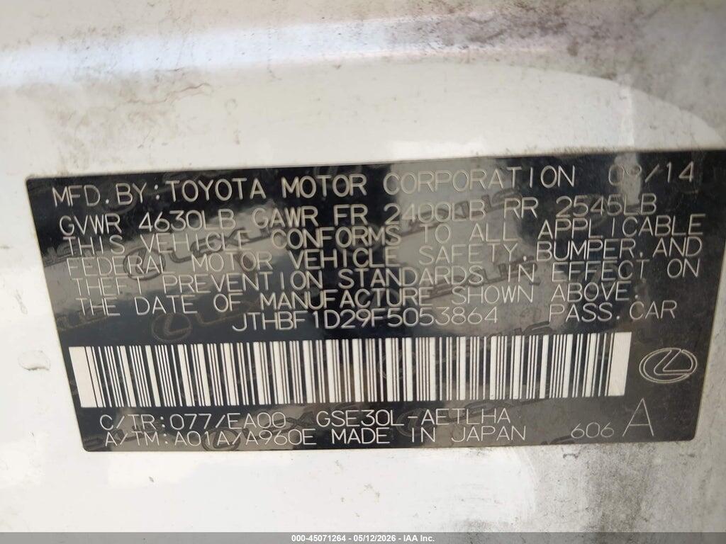 JTHBF1D29F5053864 2015 LEXUS IS 250 photo no. 9