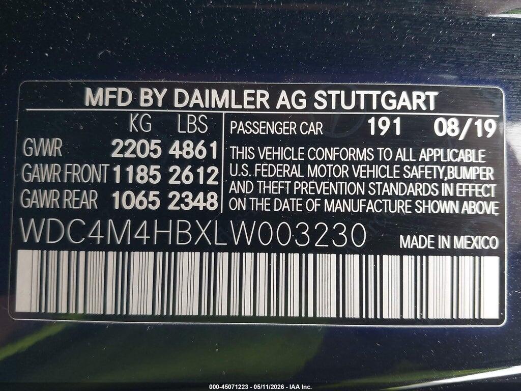 WDC4M4HBXLW003230 2020 MERCEDES-BENZ GLB 250 photo no. 9