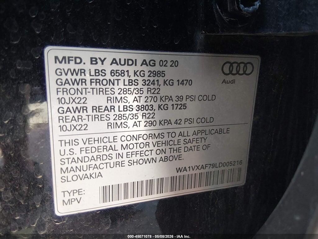 WA1VXAF79LD005216 2020 AUDI Q7 photo no. 9