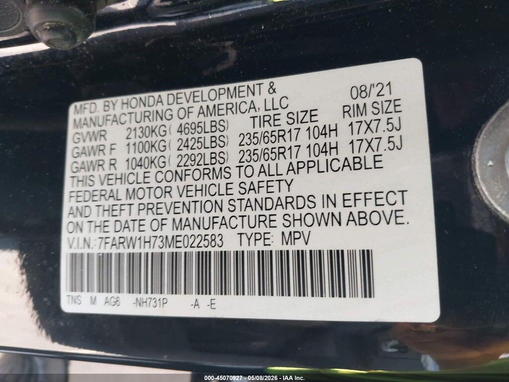 7FARW1H73ME022583 2021 HONDA CR-V photo no. 9