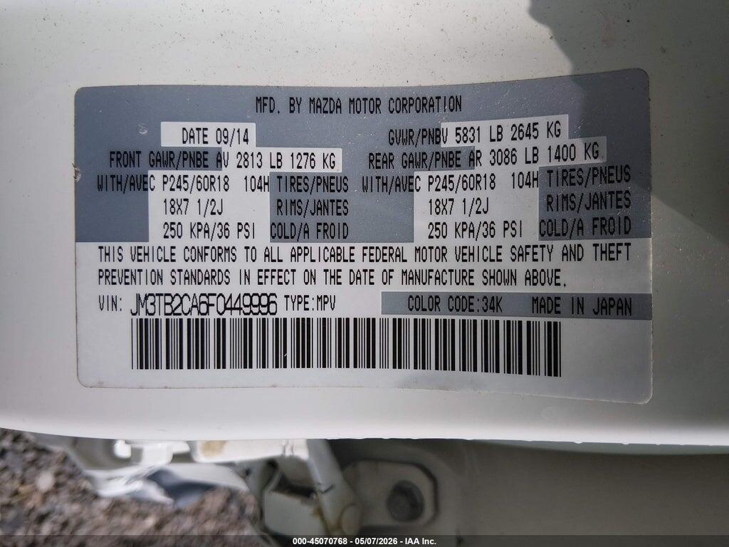 JM3TB2CA6F0449996 2015 MAZDA CX-9 photo no. 9
