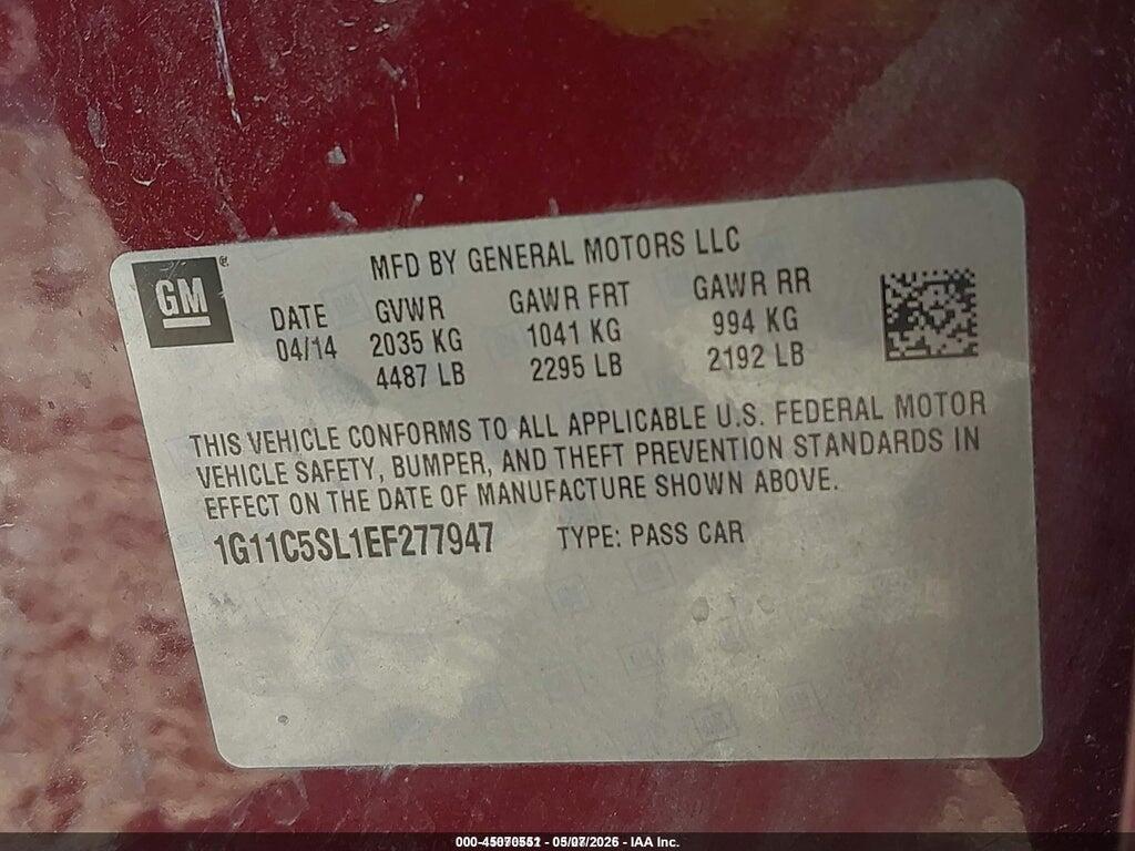 1G11C5SL1EF277947 2014 CHEVROLET MALIBU photo no. 9