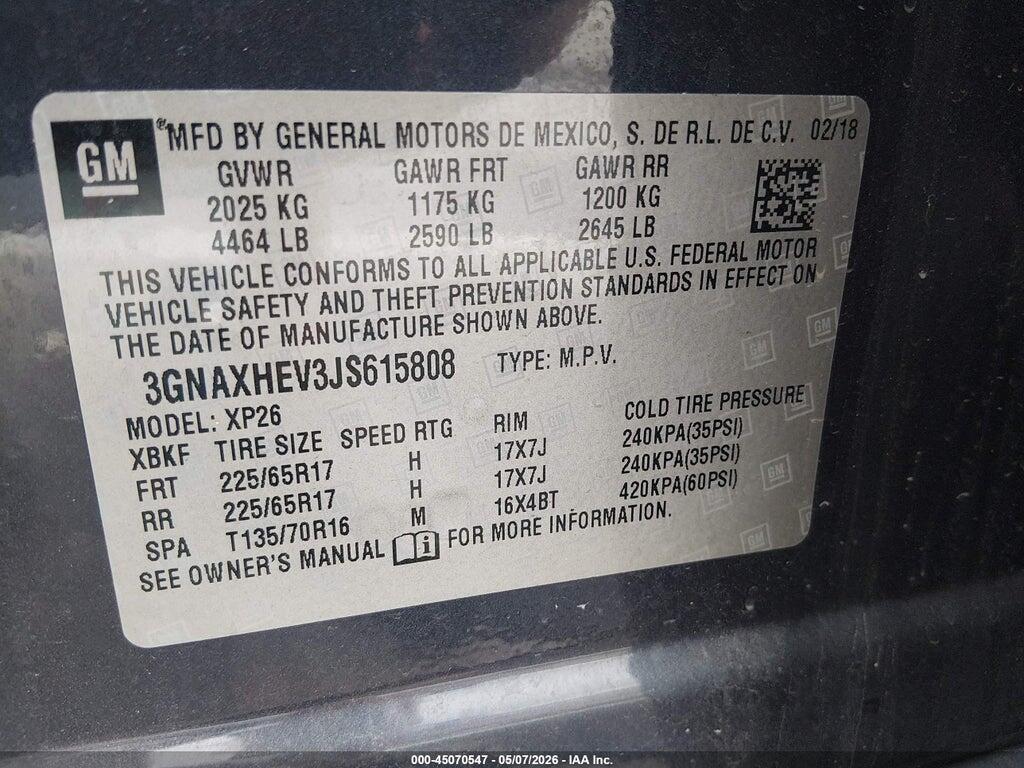 3GNAXHEV3JS615808 2018 CHEVROLET EQUINOX photo no. 9
