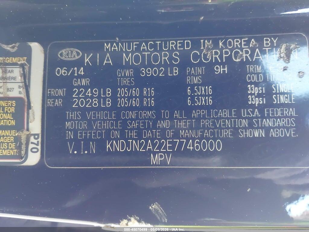 KNDJN2A22E7746000 2014 KIA SOUL photo no. 9