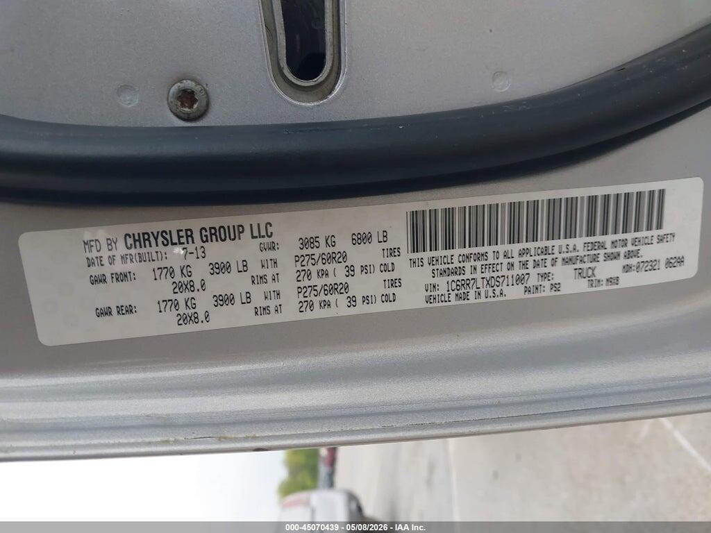 1C6RR7LTXDS711007 2013 RAM 1500 photo no. 9