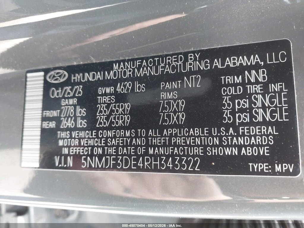 5NMJF3DE4RH343322 2024 HYUNDAI TUCSON photo no. 9
