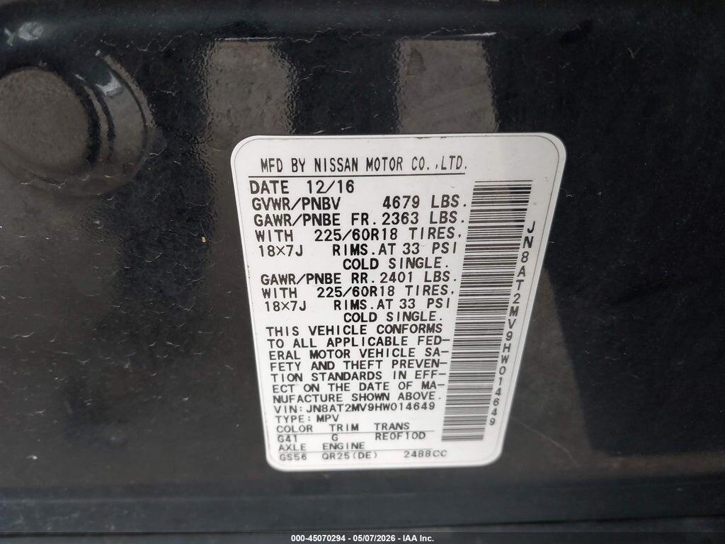JN8AT2MV9HW014649 2017 NISSAN ROGUE photo no. 9