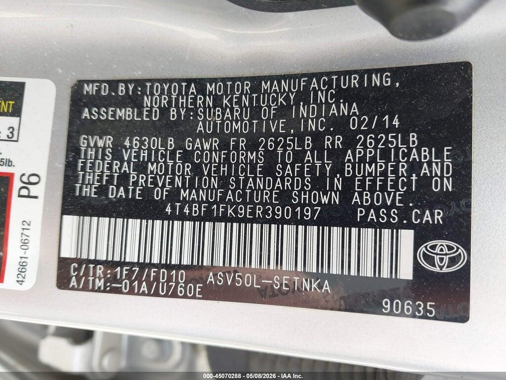 4T4BF1FK9ER390197 2014 TOYOTA CAMRY photo no. 9