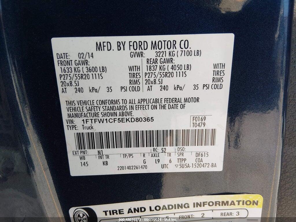 1FTFW1CF5EKD80365 2014 FORD F-150 photo no. 9