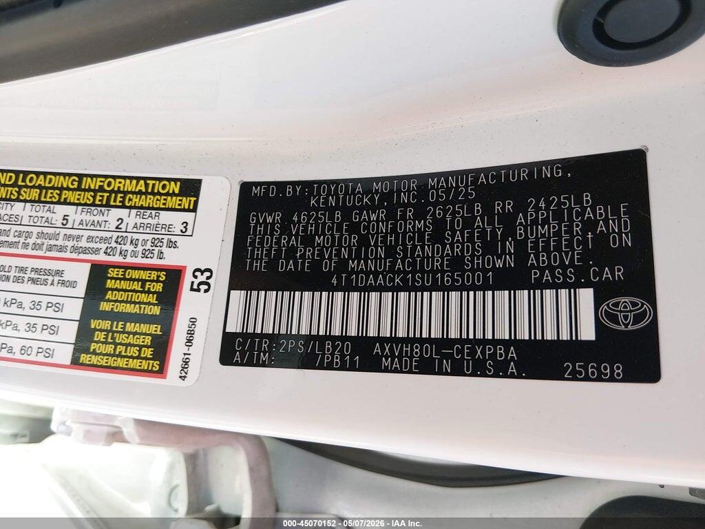 4T1DAACK1SU165001 2025 TOYOTA CAMRY photo no. 9