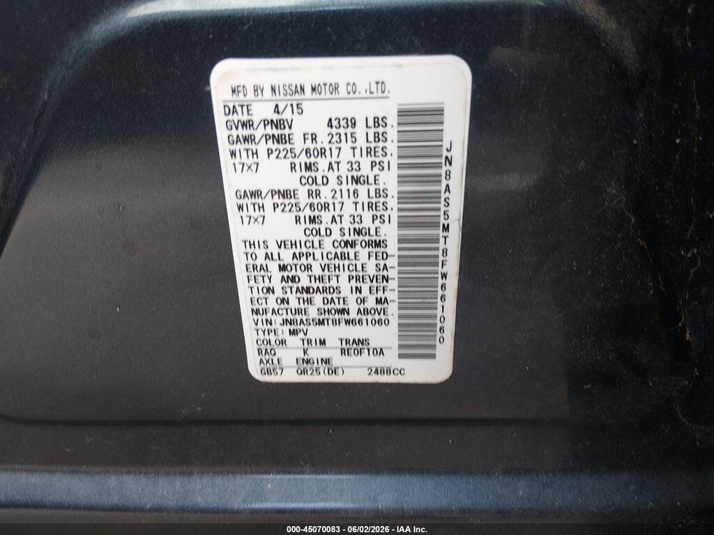 JN8AS5MT8FW661060 2015 NISSAN ROGUE SELECT photo no. 9
