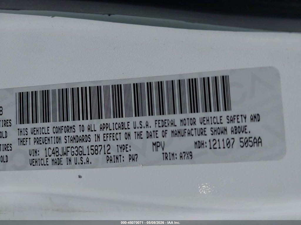 1C4BJWFG3GL158712 2016 JEEP WRANGLER UNLIMITED photo no. 9