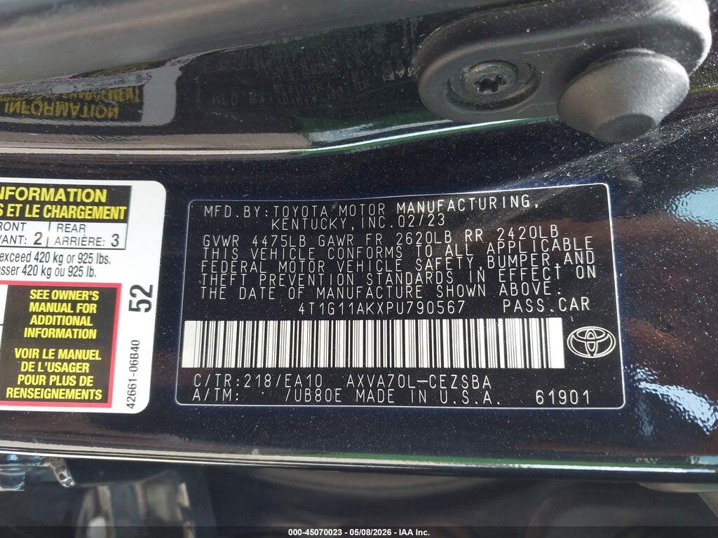 4T1G11AKXPU790567 2023 TOYOTA CAMRY photo no. 9