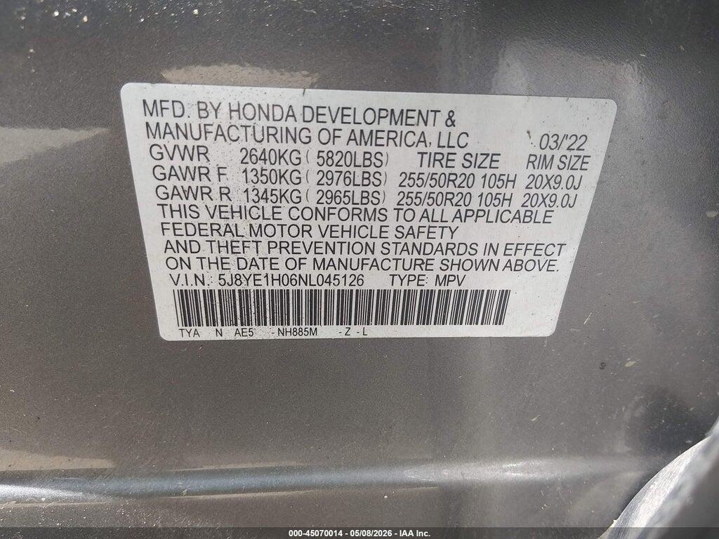 5J8YE1H06NL045126 2022 ACURA MDX photo no. 9