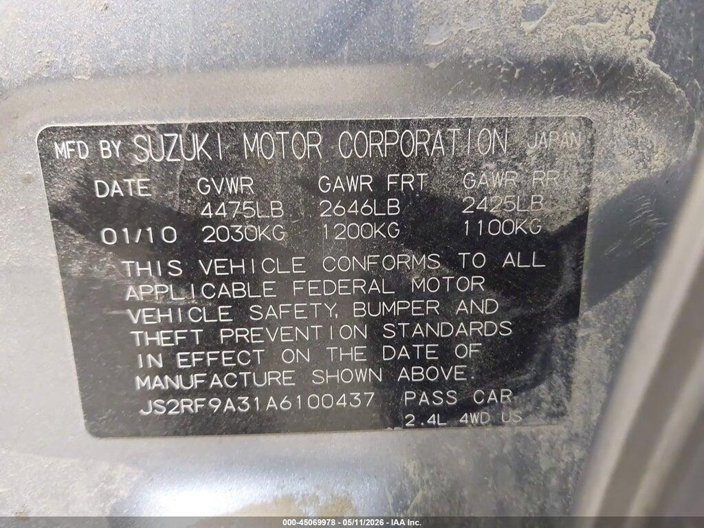 JS2RF9A31A6100437 2010 SUZUKI KIZASHI photo no. 9