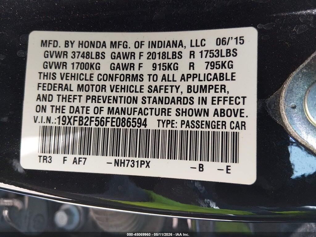 19XFB2F56FE086594 2015 HONDA CIVIC photo no. 9