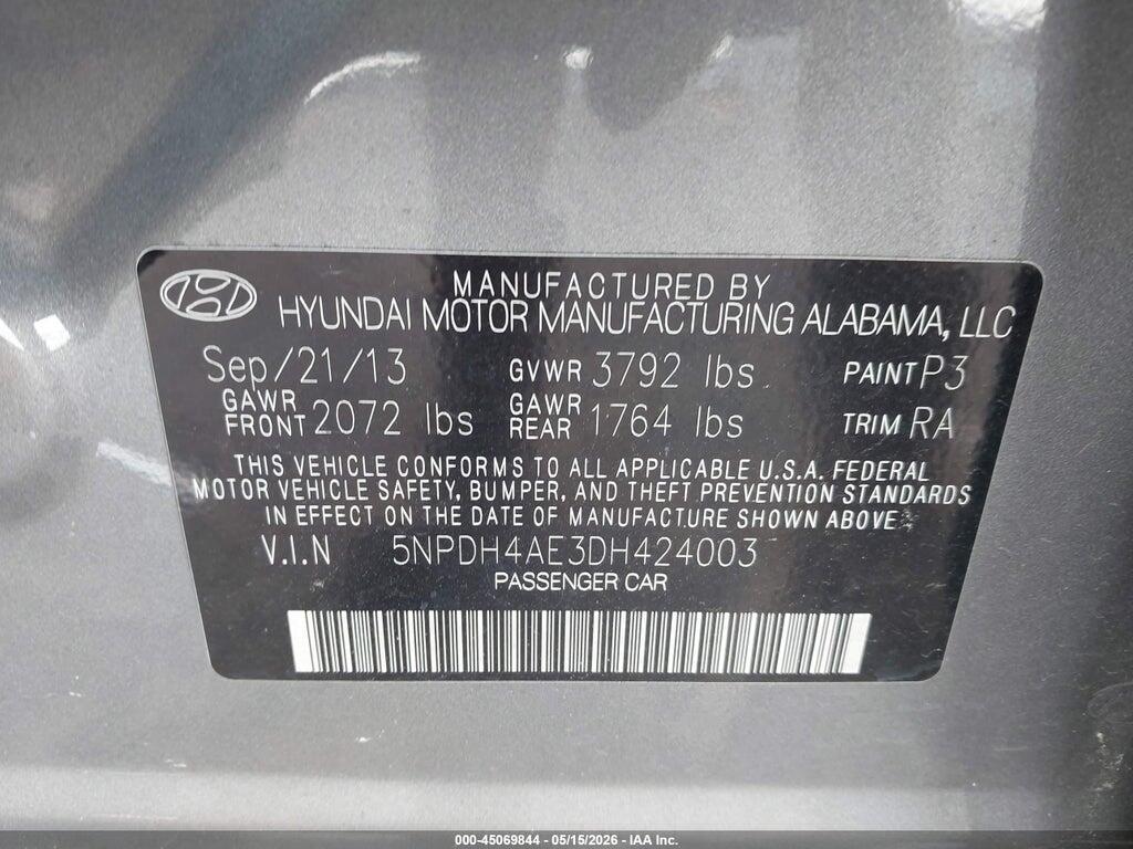 5NPDH4AE3DH424003 2013 HYUNDAI ELANTRA photo no. 9