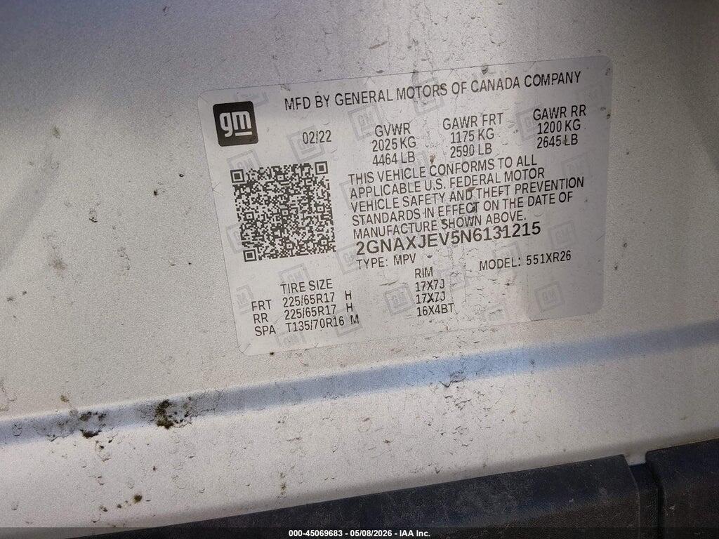 2GNAXJEV5N6131215 2022 CHEVROLET EQUINOX photo no. 9