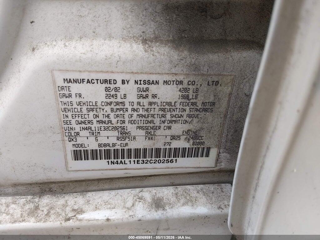 1N4AL11E32C202561 2002 NISSAN ALTIMA photo no. 9
