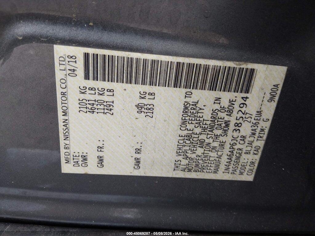 1N4AA6AP6JC385294 2018 NISSAN MAXIMA photo no. 9