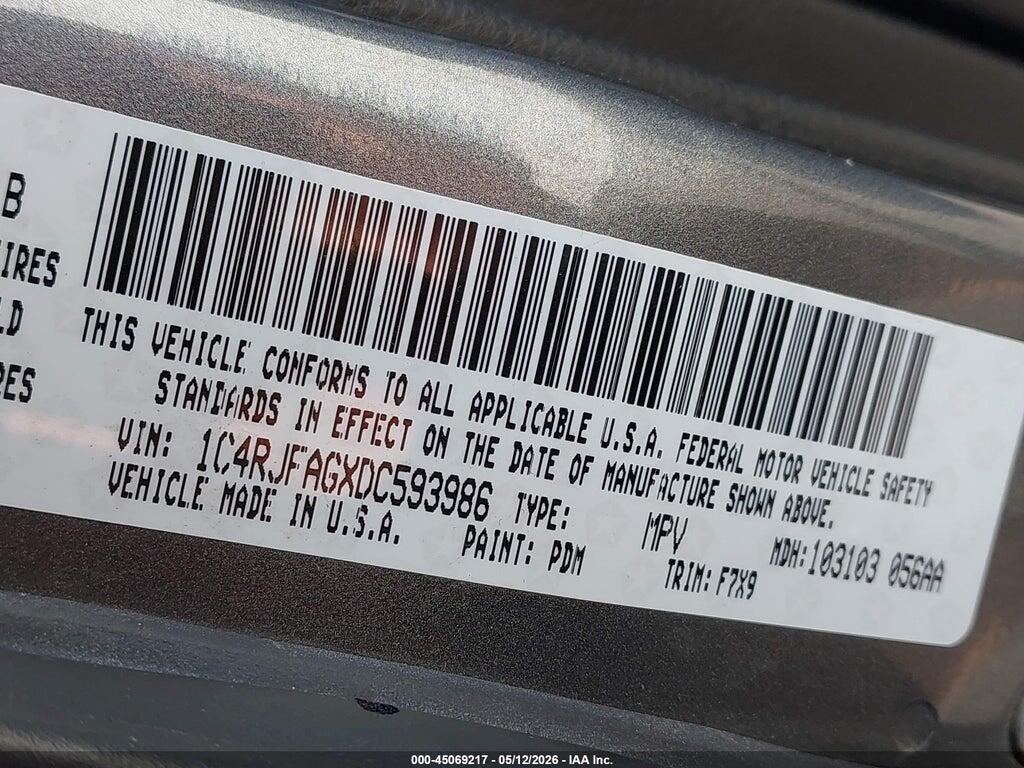 1C4RJFAGXDC593986 2013 JEEP GRAND CHEROKEE photo no. 9