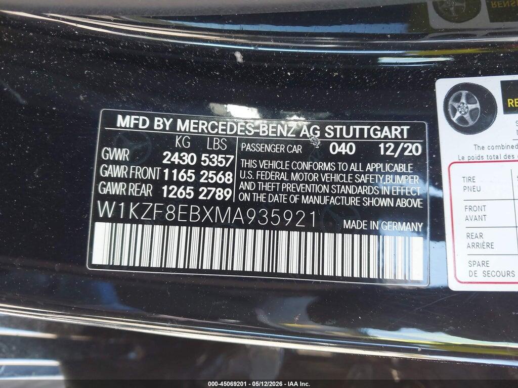 W1KZF8EBXMA935921 2021 MERCEDES-BENZ E 350 photo no. 9