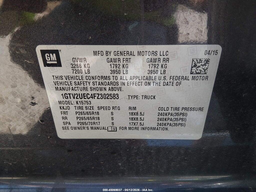 1GTV2UEC4FZ302583 2015 GMC SIERRA 1500 photo no. 9