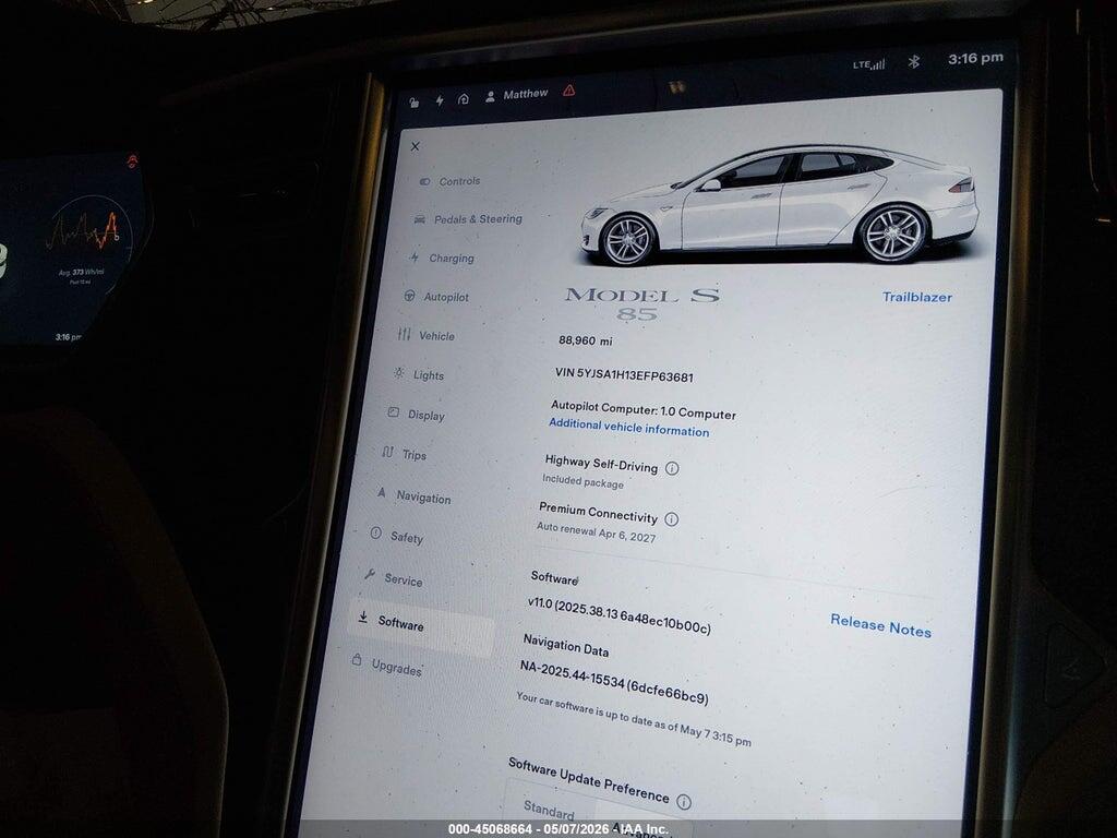 5YJSA1H13EFP63681 2014 TESLA MODEL S photo no. 7