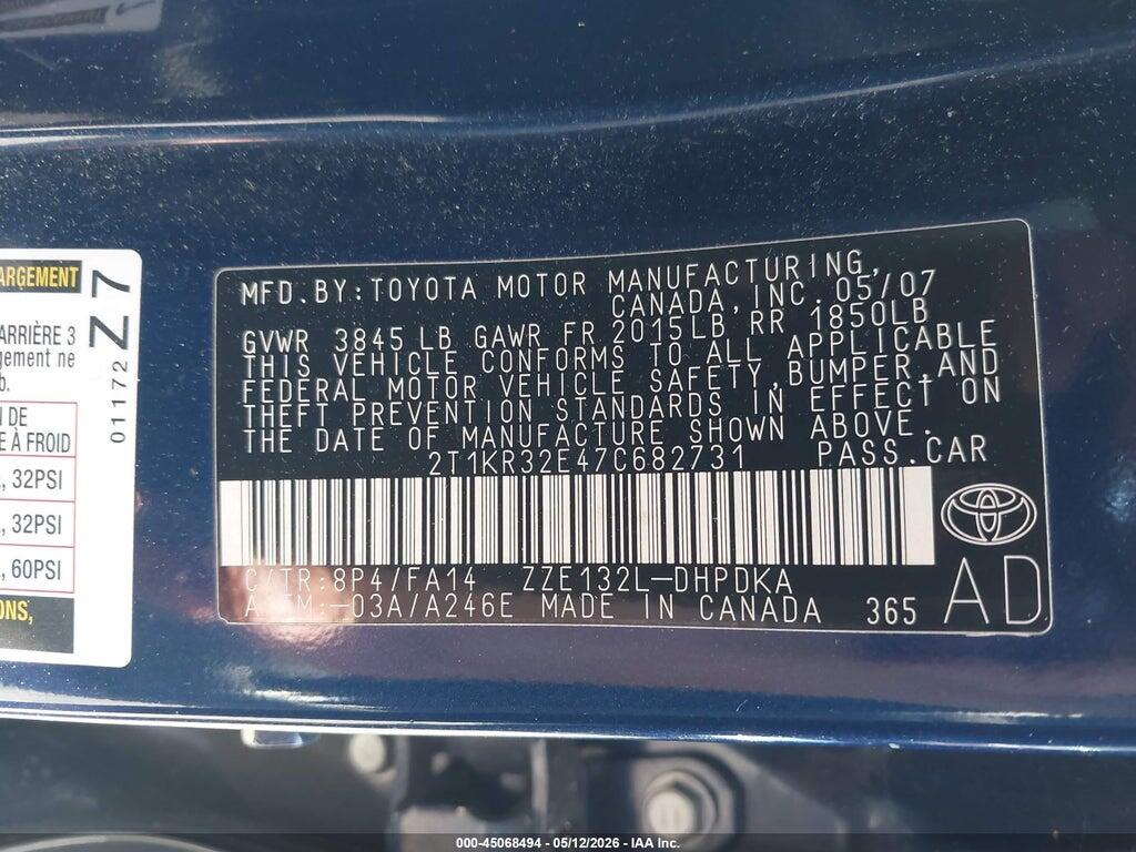 2T1KR32E47C682731 2007 TOYOTA MATRIX photo no. 9