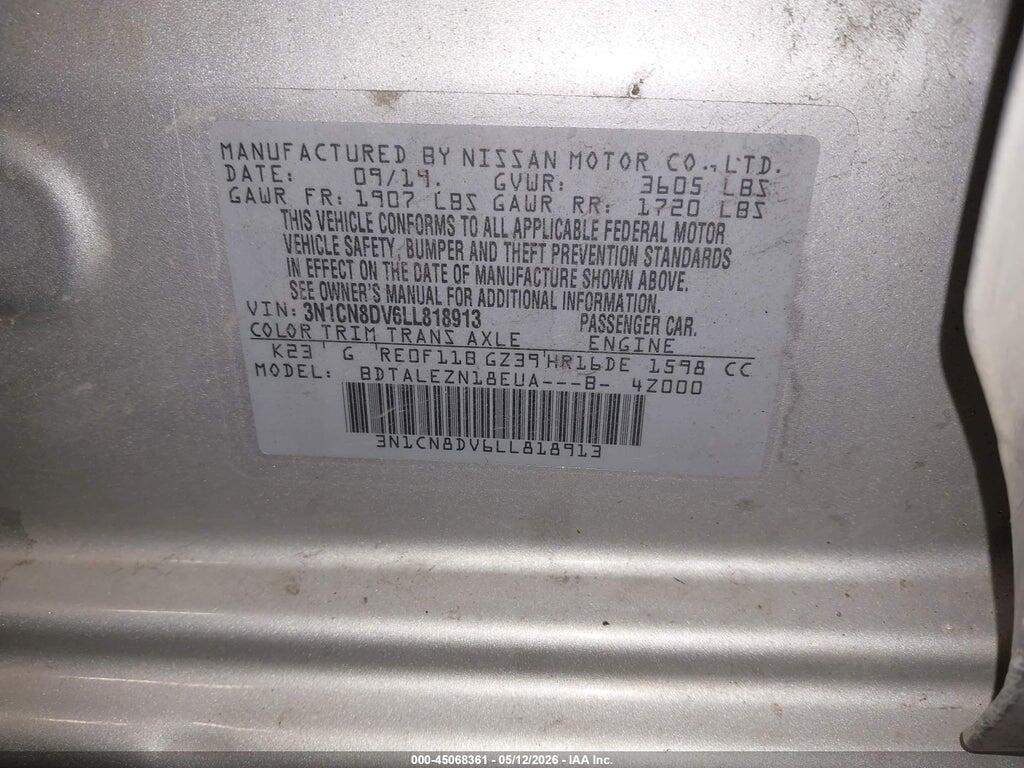 3N1CN8DV6LL818913 2020 NISSAN VERSA photo no. 9