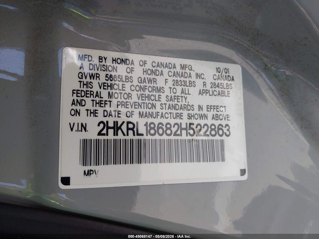 2HKRL18682H522863 2002 HONDA ODYSSEY photo no. 9