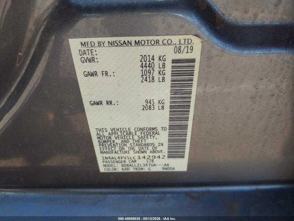 1N4AL4FV5LC142942 2020 NISSAN ALTIMA photo no. 9
