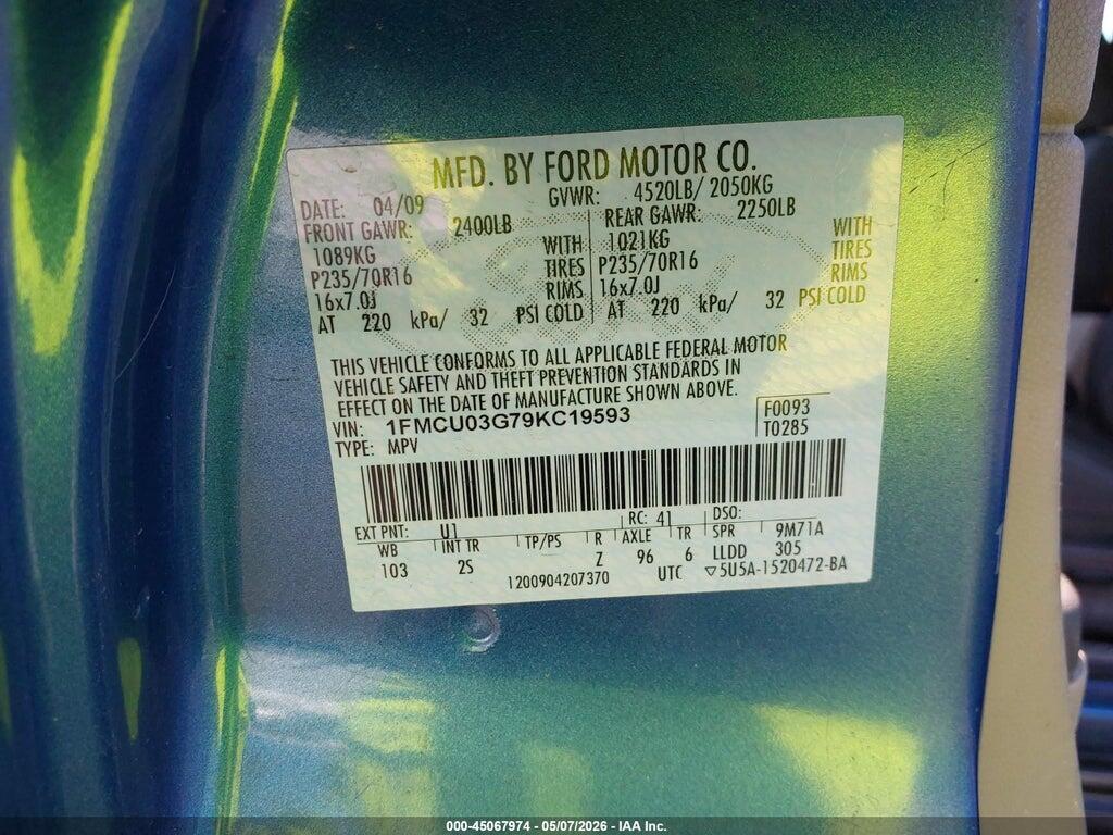 1FMCU03G79KC19593 2009 FORD ESCAPE photo no. 9