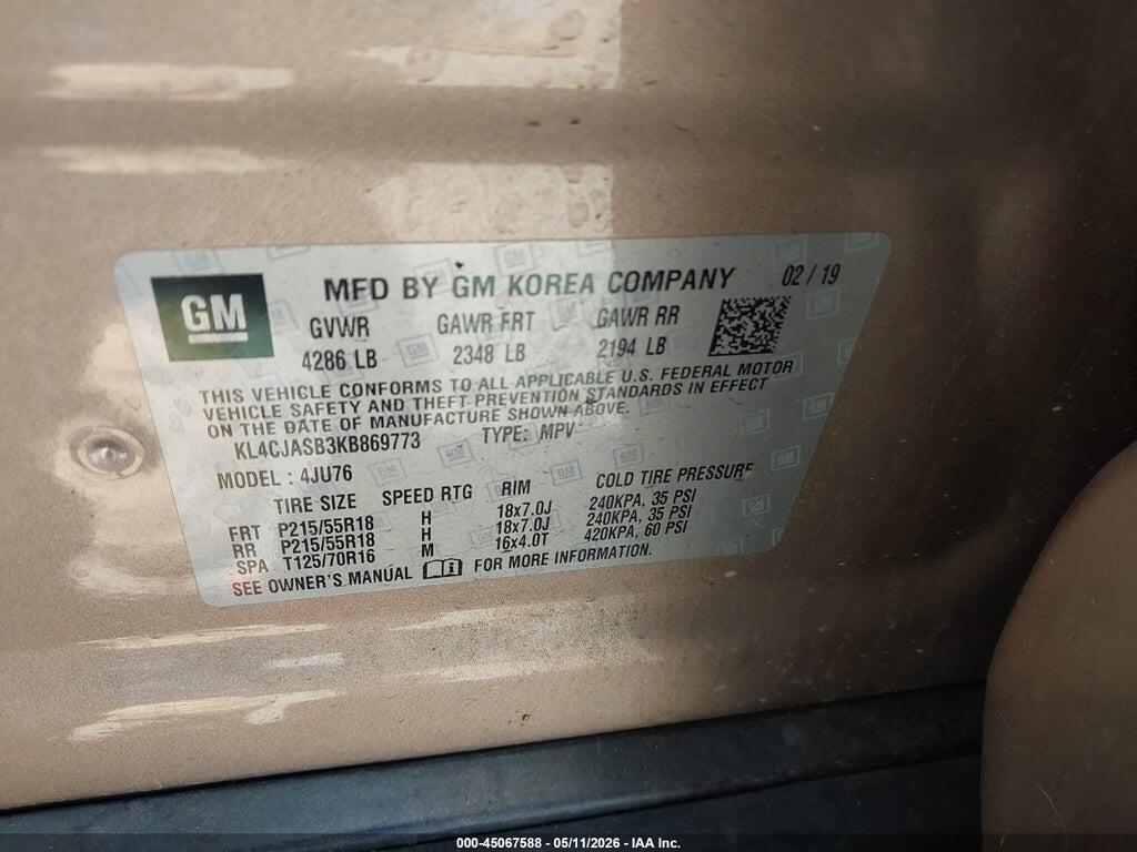 KL4CJASB3KB869773 2019 BUICK ENCORE photo no. 9