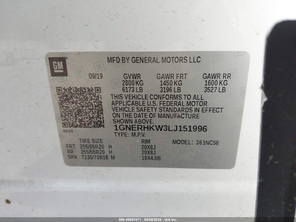 1GNERHKW3LJ151996 2020 CHEVROLET TRAVERSE photo no. 9