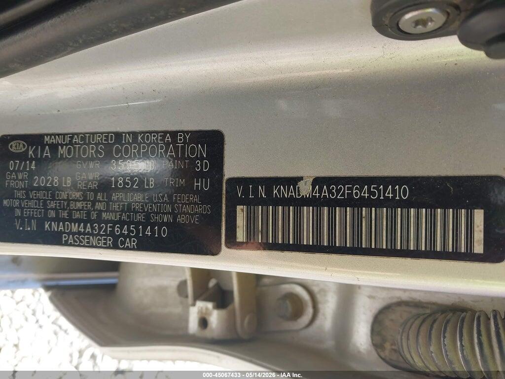 KNADM4A32F6451410 2015 KIA RIO photo no. 9