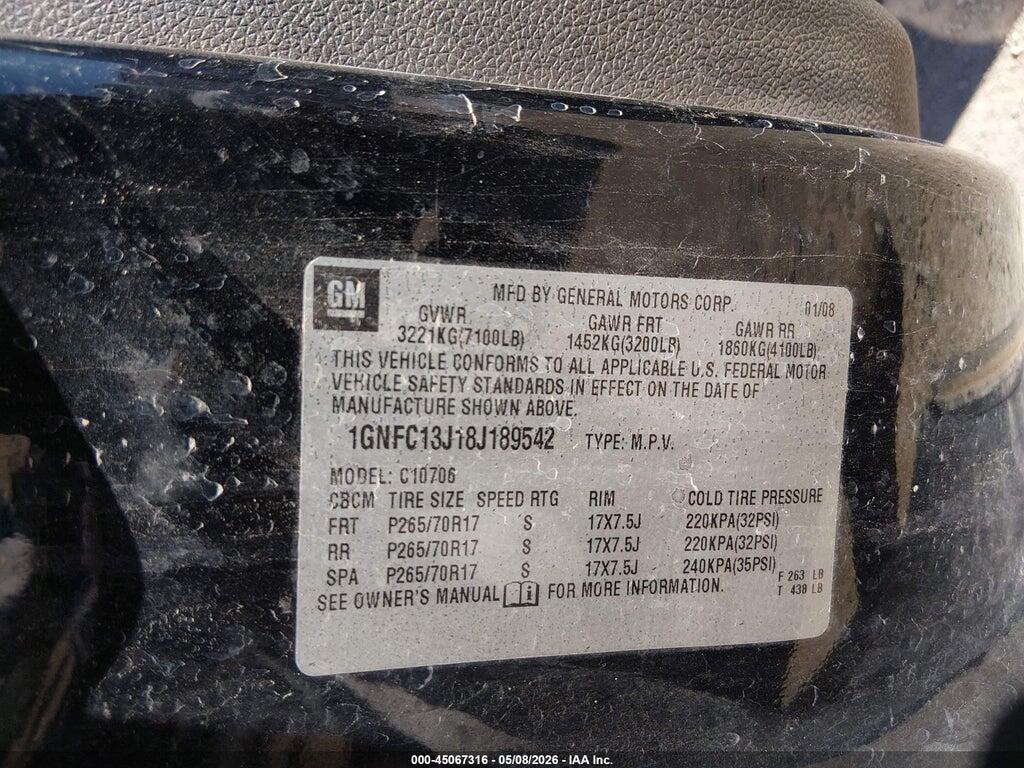 1GNFC13J18J189542 2008 CHEVROLET TAHOE photo no. 9