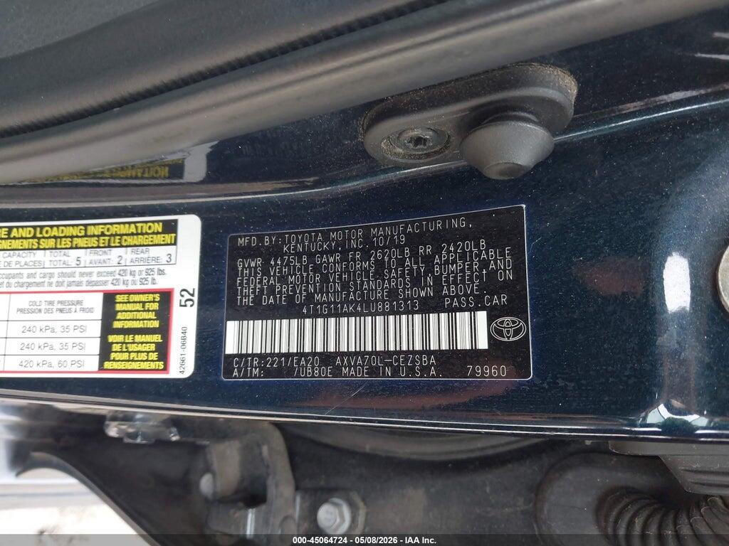 4T1G11AK4LU881313 2020 TOYOTA CAMRY photo no. 9