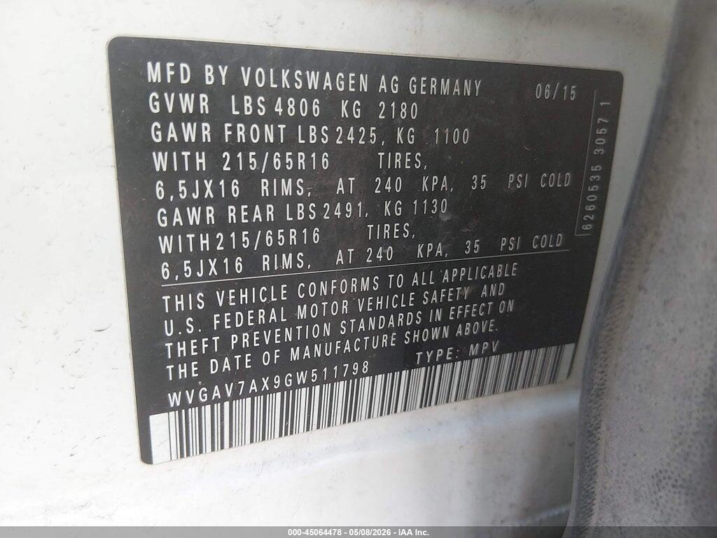 WVGAV7AX9GW511798 2016 VOLKSWAGEN TIGUAN photo no. 9