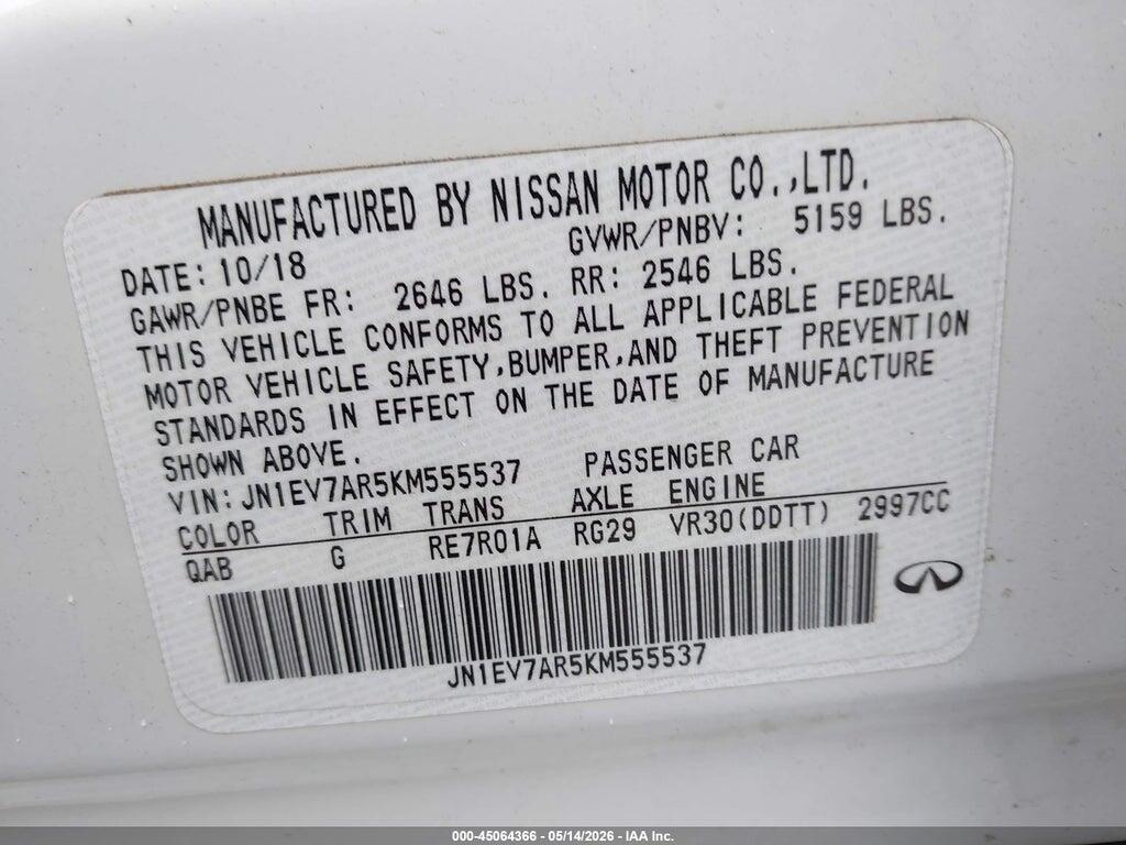 JN1EV7AR5KM555537 2019 INFINITI Q50 photo no. 9